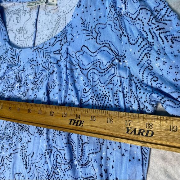 Dana Buchman Blouse Asymmetrical 3/4 Sleeve Ocean Theme 90s Y2K Womens S Blue - Picture 4 of 8